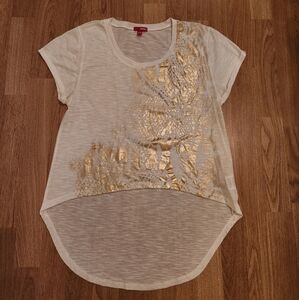 Bongo Sparkle Shiny Top Blouse White Gold Medium